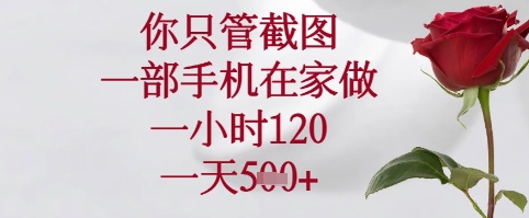你只管截圖,一部手機在家可以做,一小時120.一天5張+【揭秘】