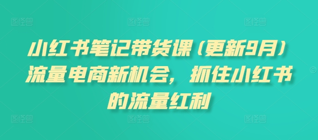 小紅書筆記帶貨課(更新25年3月)流量電商新機會，抓住小紅書的流量紅利
