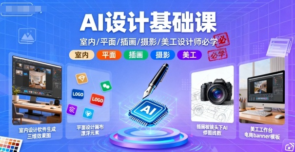 AI設計基礎課,室內、平面、插畫、攝影、美工設計師必學的