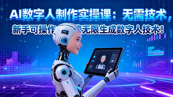 AI數字人制作實操課:無需技術,新手可操作,免費無限生成數字人技術!