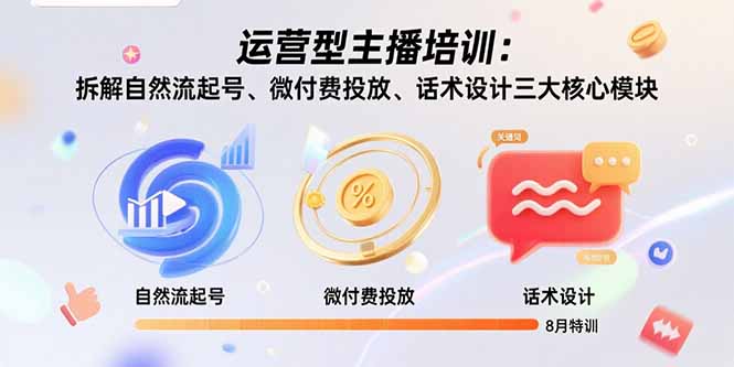 運營型主播培訓(xùn)：拆解自然流起號、微付費投放、話術(shù)設(shè)計三大核心模塊-8月