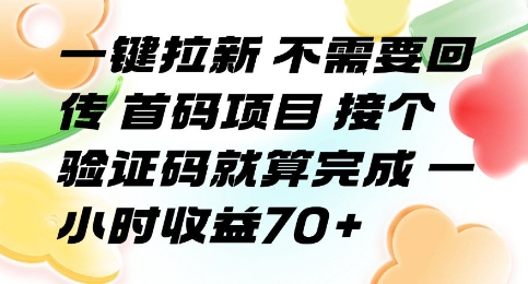 一鍵拉新 不需要回傳 首碼項目 接個驗證碼就算完成 一小時收益70+【揭秘】