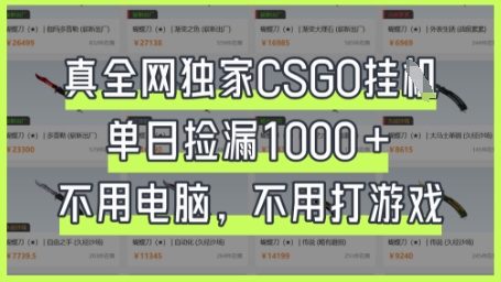 真全網獨家CSGO掛G，單日撿漏1k+【揭秘】