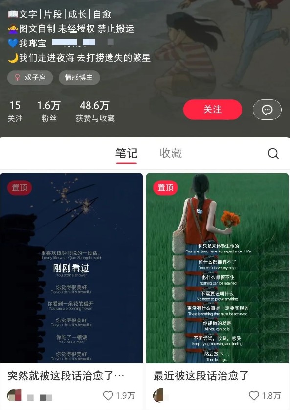 小紅書治愈文案圖文筆記，零門檻，一分鐘制作輕松制作爆款作品月入萬(wàn)元