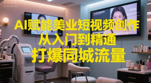 AI賦能美業短視頻創作，從入門到精通，打爆同城流量，超級AI工具短視頻實操落地