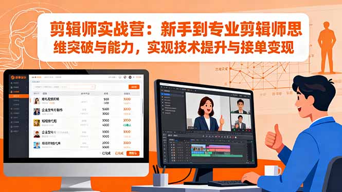 剪輯師實戰營：新手到專業剪輯師思維突破與能力，實現技術提升與接單變現