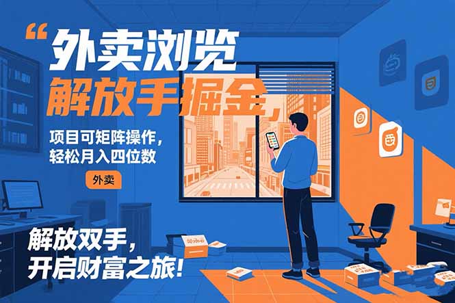 外賣瀏覽掘金項目 可矩陣操作 輕松日入500+