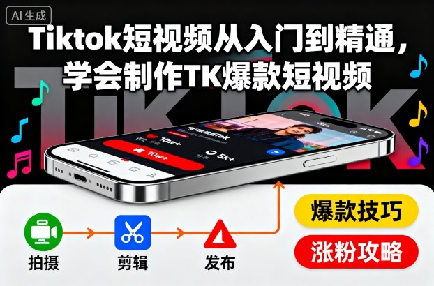 Tiktok短視頻從入門到精通，學會制作TK爆款短視頻