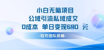 小白無腦項目公域引流私域成交0成本單日變現680米