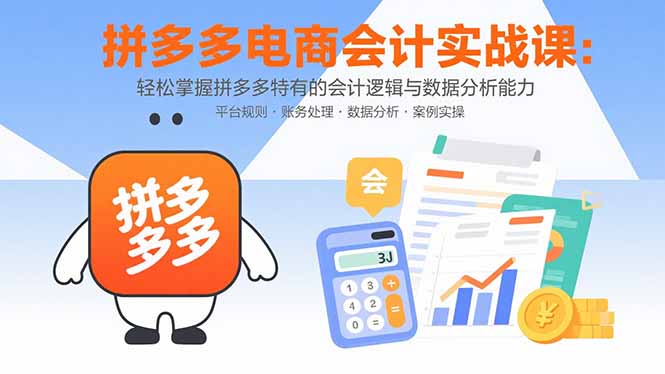 拼多多電商會計實戰(zhàn)課：輕松掌握拼多多特有的會計邏輯與數(shù)據(jù)分析能力