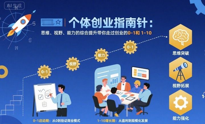 個體創(chuàng)業(yè)指南針，思維、視野、能力的綜合提升帶你走過創(chuàng)業(yè)的0-1和1-10【音頻】