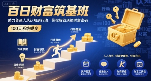 百日財富筑基班，助力普通人從認(rèn)知到行動，帶你解鎖頂級財富密碼