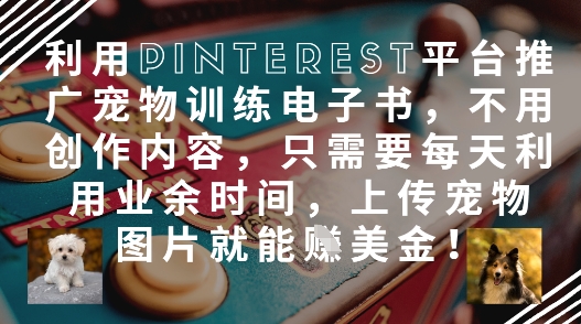 利用Pinterest平臺推廣寵物訓練電子書，不用創作內容，只需要每天利用業余時間，上傳寵物圖片就能掙美金!