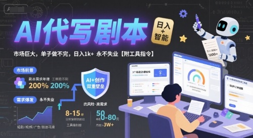 AI代寫劇本,市場巨大,單子做不完,日入1k+ 永不失業【附工具指令】
