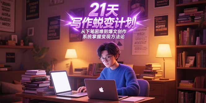 21天寫作蛻變計劃,從下筆困難到爆文創作,系統掌握變現方法論