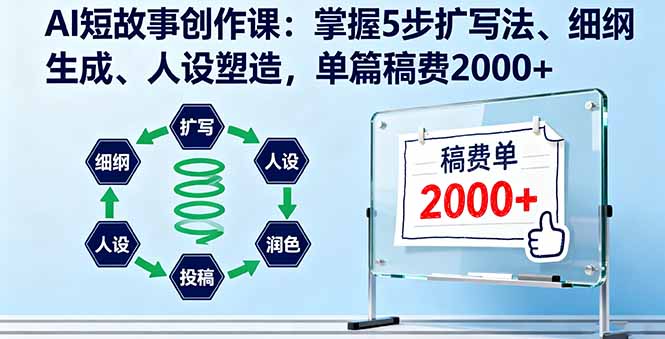 AI短故事創作課：掌握5步擴寫法、細綱生成、人設塑造，單篇稿費2000+