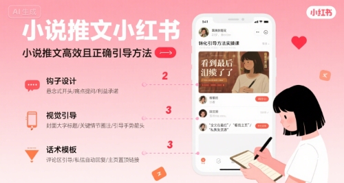 小說推文小紅書高轉化引導方法實操課，小說推文高效且正確引導方法