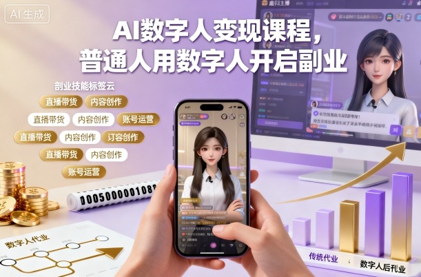 AI數字人變現課程,普通人用數字人開啟副業