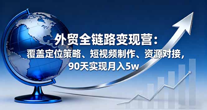 外貿全鏈路變現營：覆蓋定位策略、短視頻制作、資源對接，90天實現月入5w