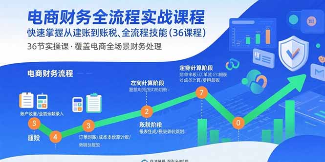 電商財務全流程實戰課程：快速掌握從建賬到報稅的全流程技能(36節課