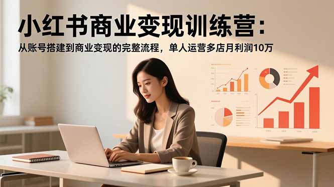 小紅書商業變現訓練營：從賬號搭建到商業變現的完整流程，單人運營多店月利潤10萬