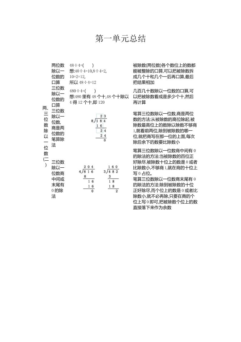 三下青島版數學全冊重點
