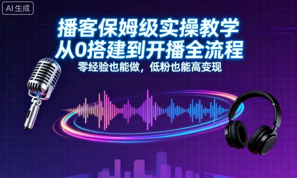 播客保姆級(jí)實(shí)操教學(xué),從0搭建到開播全流程,零經(jīng)驗(yàn)也能做,低粉也能高變現(xiàn)