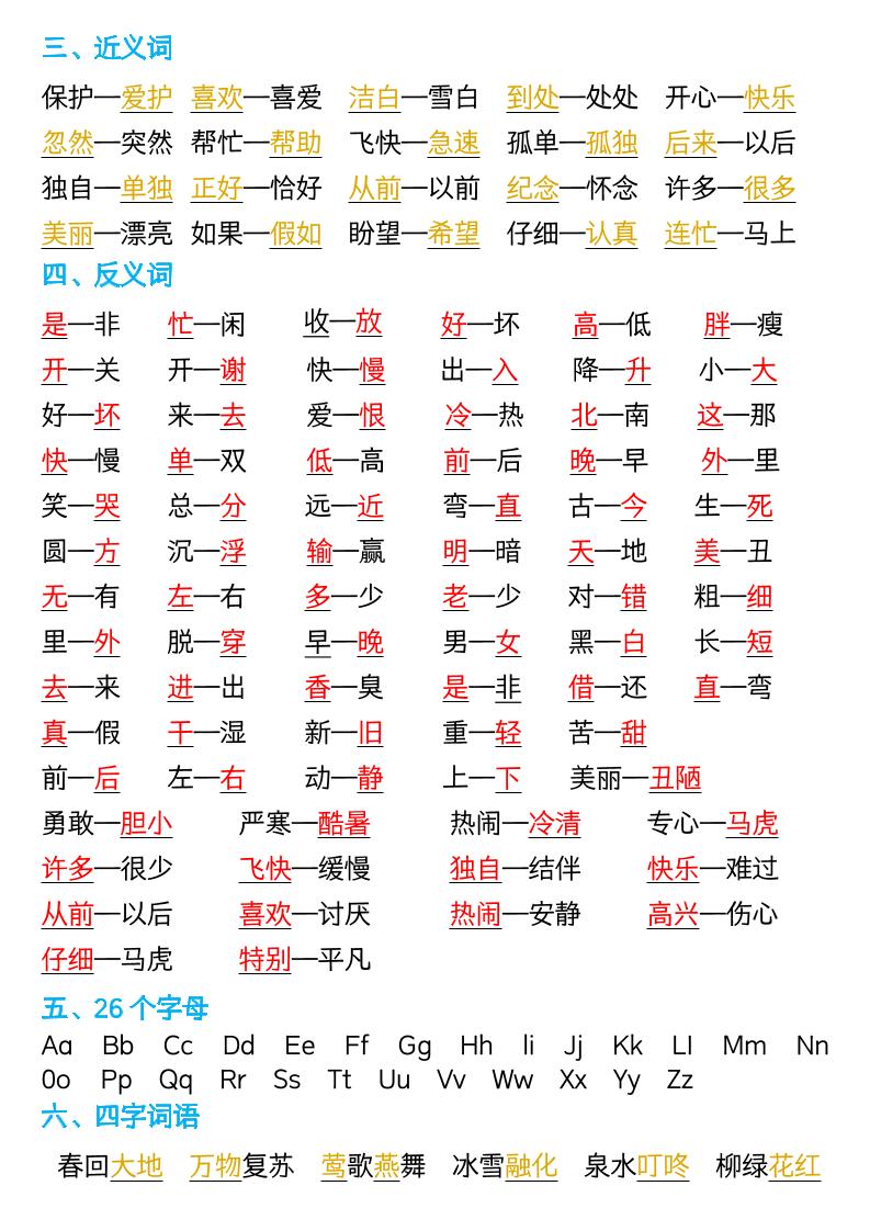 新版一年級語文下冊全冊重點知識總結(jié)-7頁