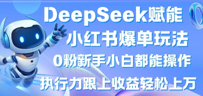 DeepSeek賦能小紅書爆單玩法0粉新手小白都能操作，執(zhí)行力跟上收益輕松上W，懶人勿做