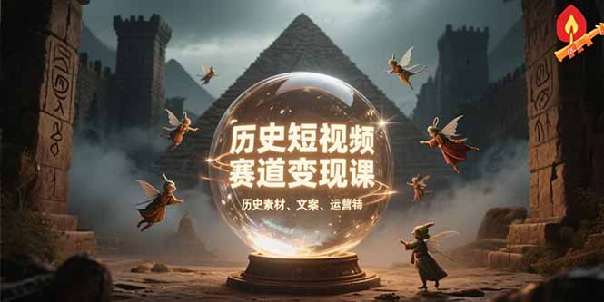 歷史短視頻賽道變現課，百集素材庫應用，文案剪輯技巧，賬號運營全案