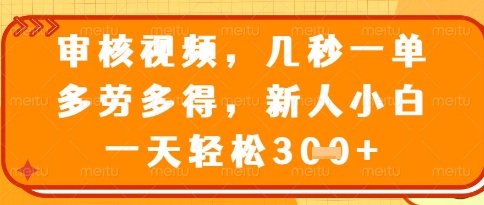 視頻審核員，幾秒一單，不限時間，不限地點，多做多得，新人小白一天輕松幾張+【揭秘】