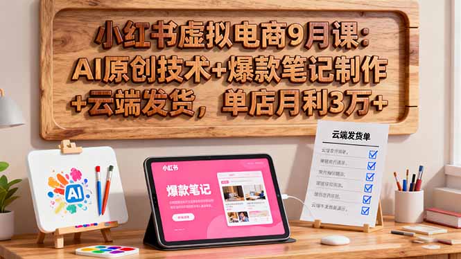 小紅書虛擬電商9月課：AI原創技術+爆款筆記制作+云端發貨，單店月利3萬+