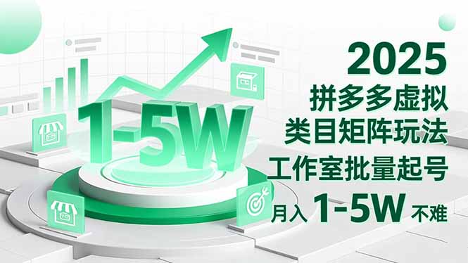 2025 拼多多虛擬類目矩陣玩法，工作室批量起號，月入 1-5W 不難