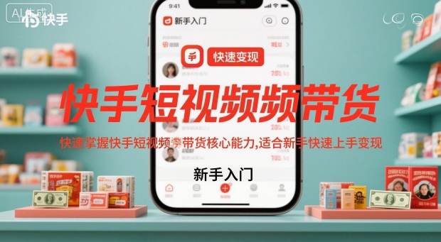 快手短視頻帶貨，快速掌握快手短視頻帶貨核心能力，適合新手快速上手變現