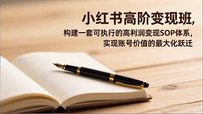 小紅書(shū)高階變現(xiàn)班，構(gòu)建一套可執(zhí)行的高利潤(rùn)變現(xiàn)SOP體系，實(shí)現(xiàn)賬號(hào)價(jià)值的最大化躍遷