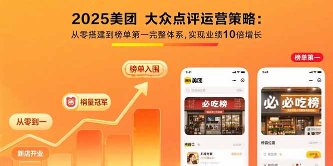 2025美團 大眾點評運營策略:從零搭建到榜單第一完整體系,實現業績10倍增長