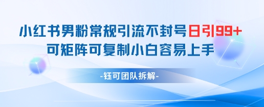 小紅書男粉常規引流不封號日引99+變現簡單 可矩陣可復制小白容易上手