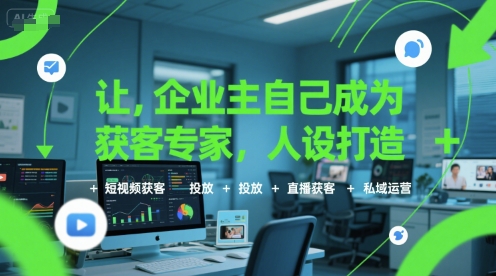 讓企業主自己成為獲客專家,人設打造+短視頻獲客+投放+直播獲客+私域運營