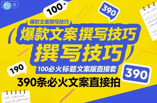 爆款文案撰寫技巧，100個必火標題文案模版直接套，390條必火文案直接拍