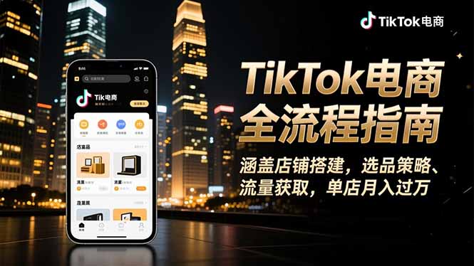 TikTok電商全流程指南，涵蓋店鋪搭建、選品策略、流量獲取，單店月入過萬