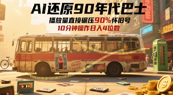 AI還原90年代巴士，一幀就讓70后淚崩，播放量直接碾壓90%懷舊號，每天操作十分鐘，日入四位數