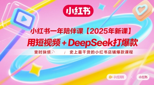 小紅書一年陪伴課【2025年新課】，用短視頻+deepSeek打爆款，史上最干貨的小紅書店鋪爆款課程