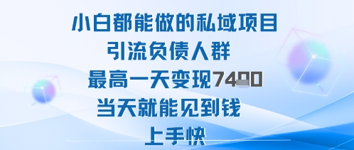 2025年小白都能做的私域項目引流負債人群最高一天變現1k+高變現難度低當天就能見到錢上手快