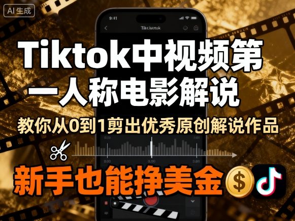 Tiktok中視頻第一人稱(chēng)電影解說(shuō)，教你從0到1剪出一個(gè)優(yōu)秀的原創(chuàng)解說(shuō)作品，新手也能掙美金