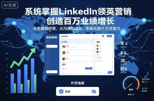 系統掌握LinkedIn領英營銷，創造百萬業績增長，從思維到獲客，從溝通到成交，系統化提升外貿能力