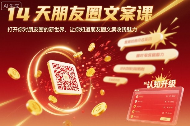 14天朋友圈文案課，打開你對朋友圈的新世界，讓你知道朋友圈文案收錢魅力