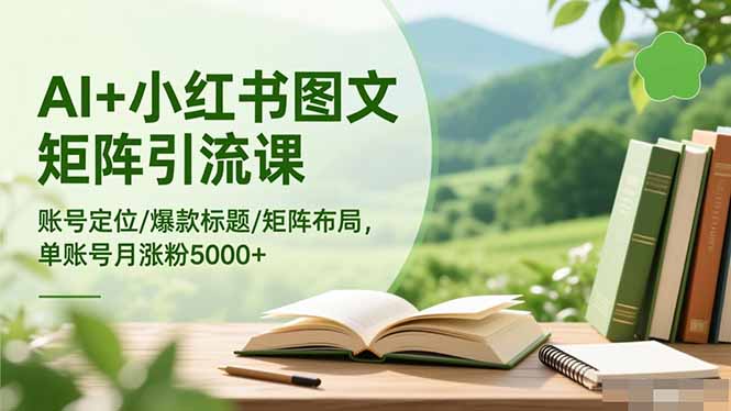 AI+小紅書圖文矩陣引流課:賬號定位/爆款標題/矩陣布局/單賬號月漲粉5000+