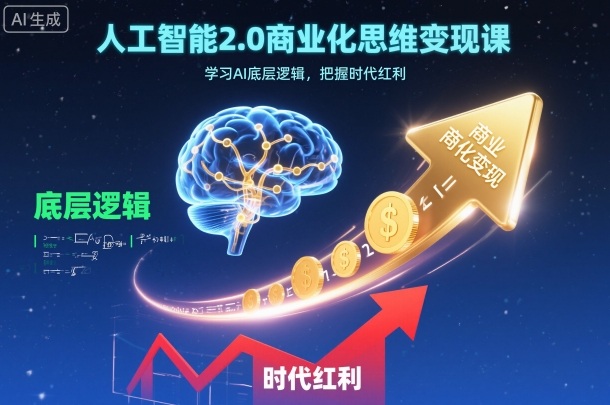 人工智能2.0商業化思維變現課,學習AI底層邏輯,把握時代紅利