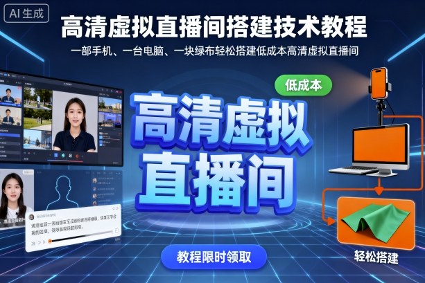 高清虛擬直播間搭建技術教程,一部手機、一臺電腦、一塊綠布輕松搭建低成本高清虛擬直播間