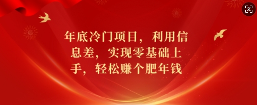 年底冷門項目,利用信息差,實現零基礎上手,輕松賺個肥年錢【揭秘】
